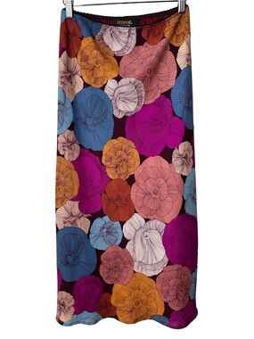 Renee C. Bold Floral Maxi Skirt in Fuchsia, Blue & Mustard